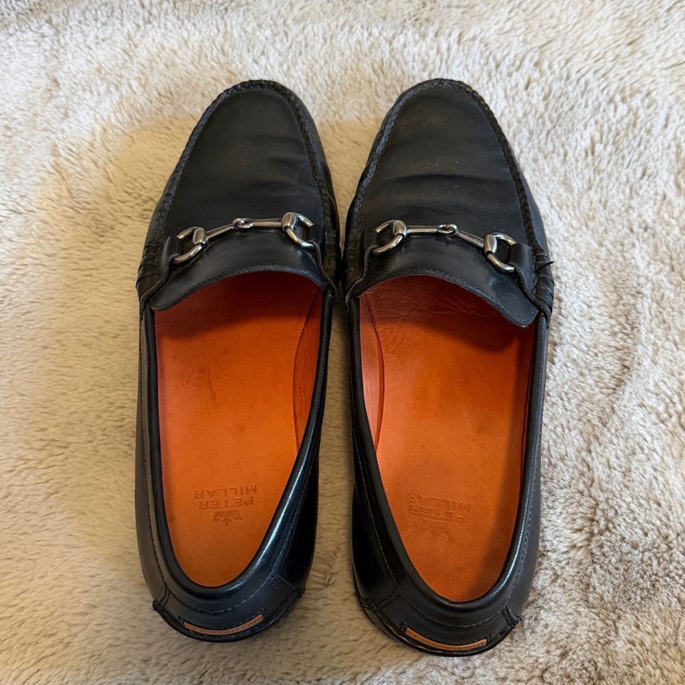 Peter Millar Men's Black Leather Loafers